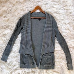 Express Draped Collar Grey Knitted Cardigan
